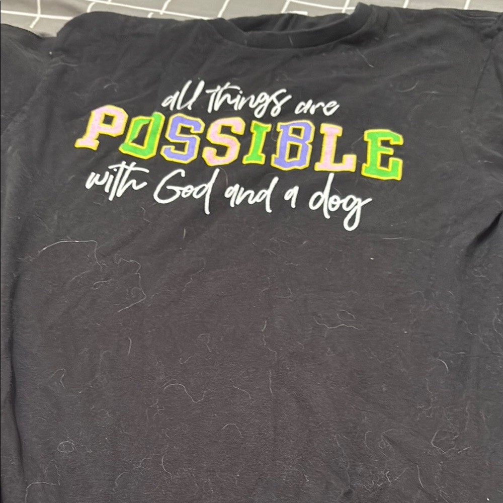 Black Graphic T-Shirt with Colorful Lettering